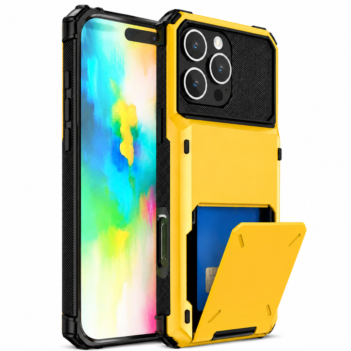 Premium iPhone Case Wallet MagSafe Compatible Slide Card Holder Armor Cover Shockproof Protection Camera Lens Guard Slim Magnetic Kickstand Durable Design