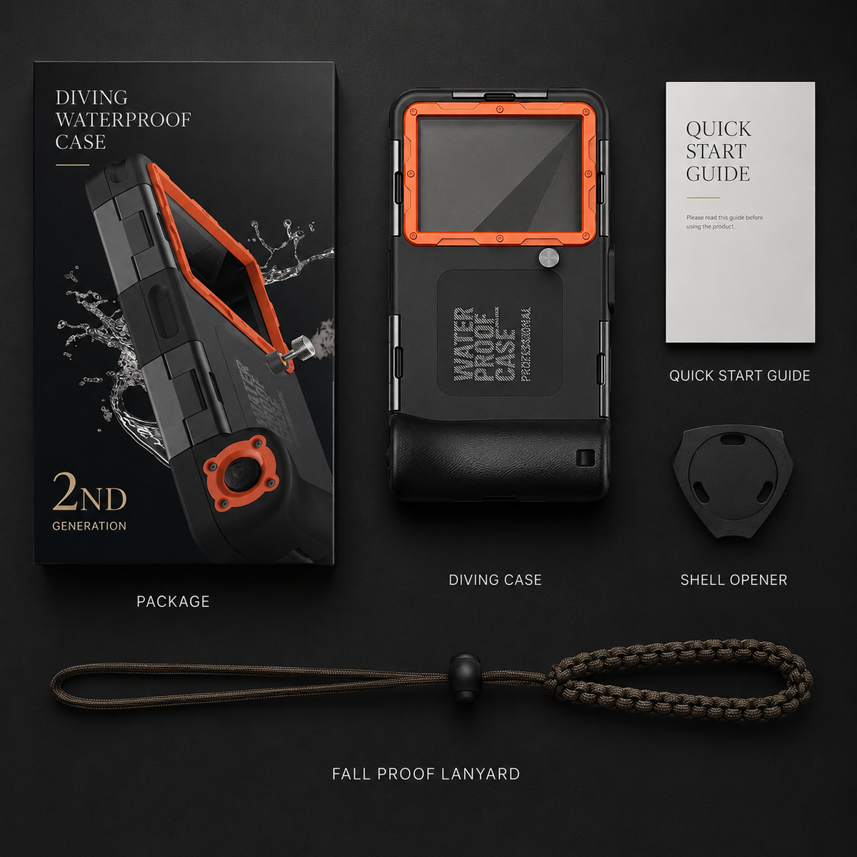 Premium iPhone Case Waterproof Diving Pouch IP68 Underwater Protective Cover Shockproof PC TPU Anti Scratch Lanyard Full Coverage Swimming Photography