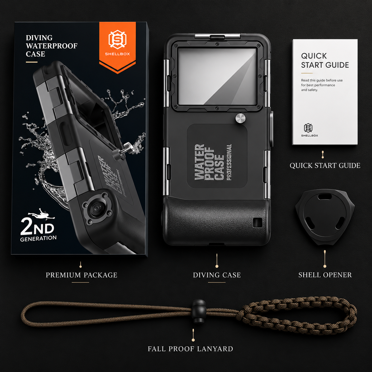 Premium iPhone Case Waterproof Diving Pouch IP68 Underwater Protective Cover Shockproof PC TPU Anti Scratch Lanyard Full Coverage Swimming Photography