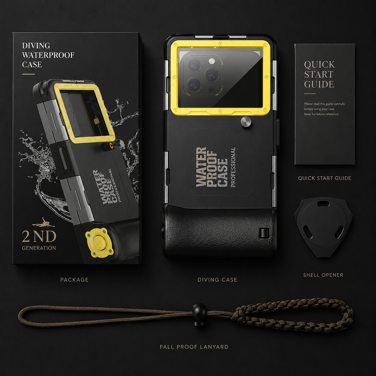 Premium iPhone Case Waterproof Diving Pouch IP68 Underwater Protective Cover Shockproof PC TPU Anti Scratch Lanyard Full Coverage Swimming Photography