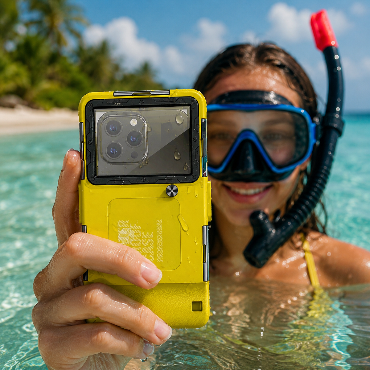 Premium iPhone Case Waterproof Diving Pouch IP68 Underwater Protective Cover Shockproof PC TPU Anti Scratch Lanyard Full Coverage Swimming Photography