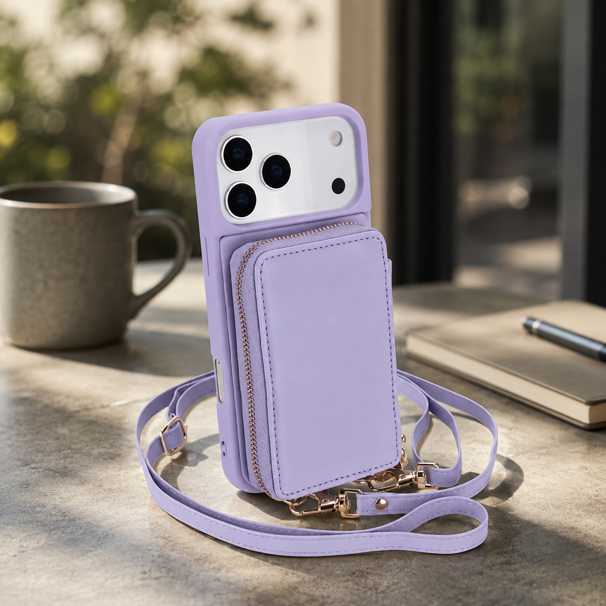 Premium iPhone Case Zipper Leather Wallet Card Holder Long Lanyard Shockproof PU Leather Storage Anti Scratch Non Slip Protective Cover Case
