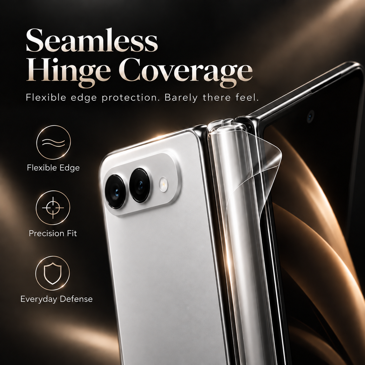 Premium iPhone Hinge Protector 2PCS Hydrogel Film HD Anti Scratch Anti Fingerprint Clear Middle Folding Protection Film Set for Foldable Phones