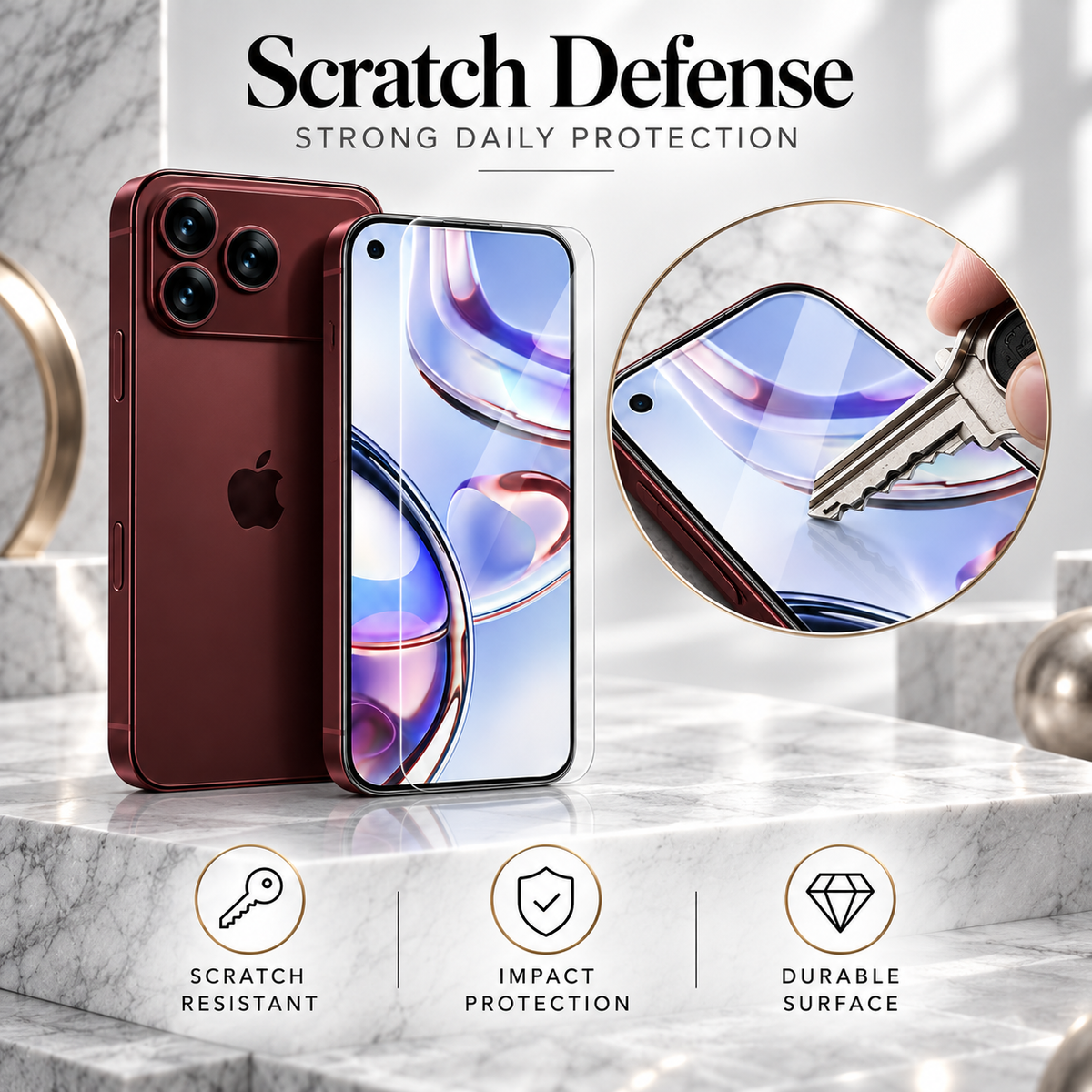 Premium iPhone Screen Protector 3 Pack 9H Tempered Glass HD Clear Front Film Scratch Resistant Protective Screen Cover Compatible with iPhone Full Fit