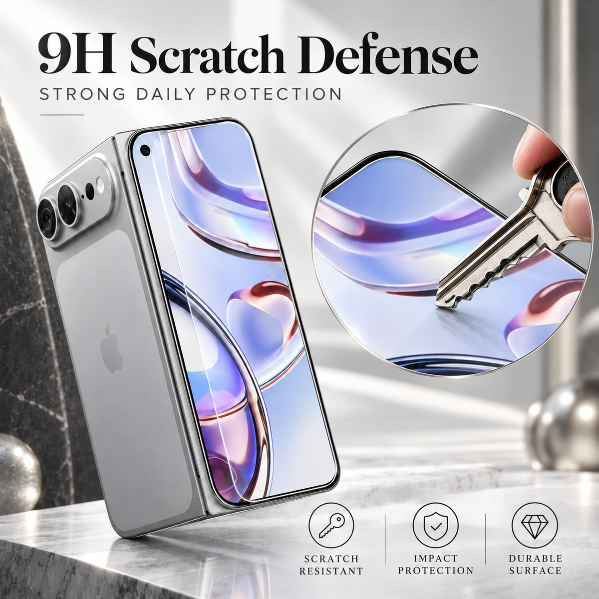 Premium iPhone Screen Protector 3 Pack 9H Tempered Glass HD Clear Front Film Scratch Resistant Protective Screen Cover Compatible with iPhone Full Fit