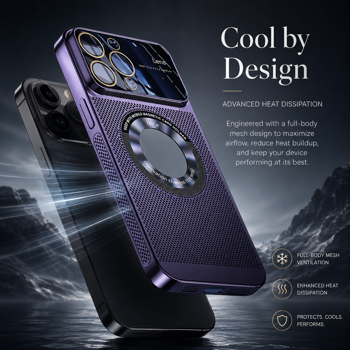 Luxury iPhone Case MagSafe Compatible Heat Dissipation Metal Frame Shockproof Protective Cover Camera Lens Protection Electroplated Design Slim Profile