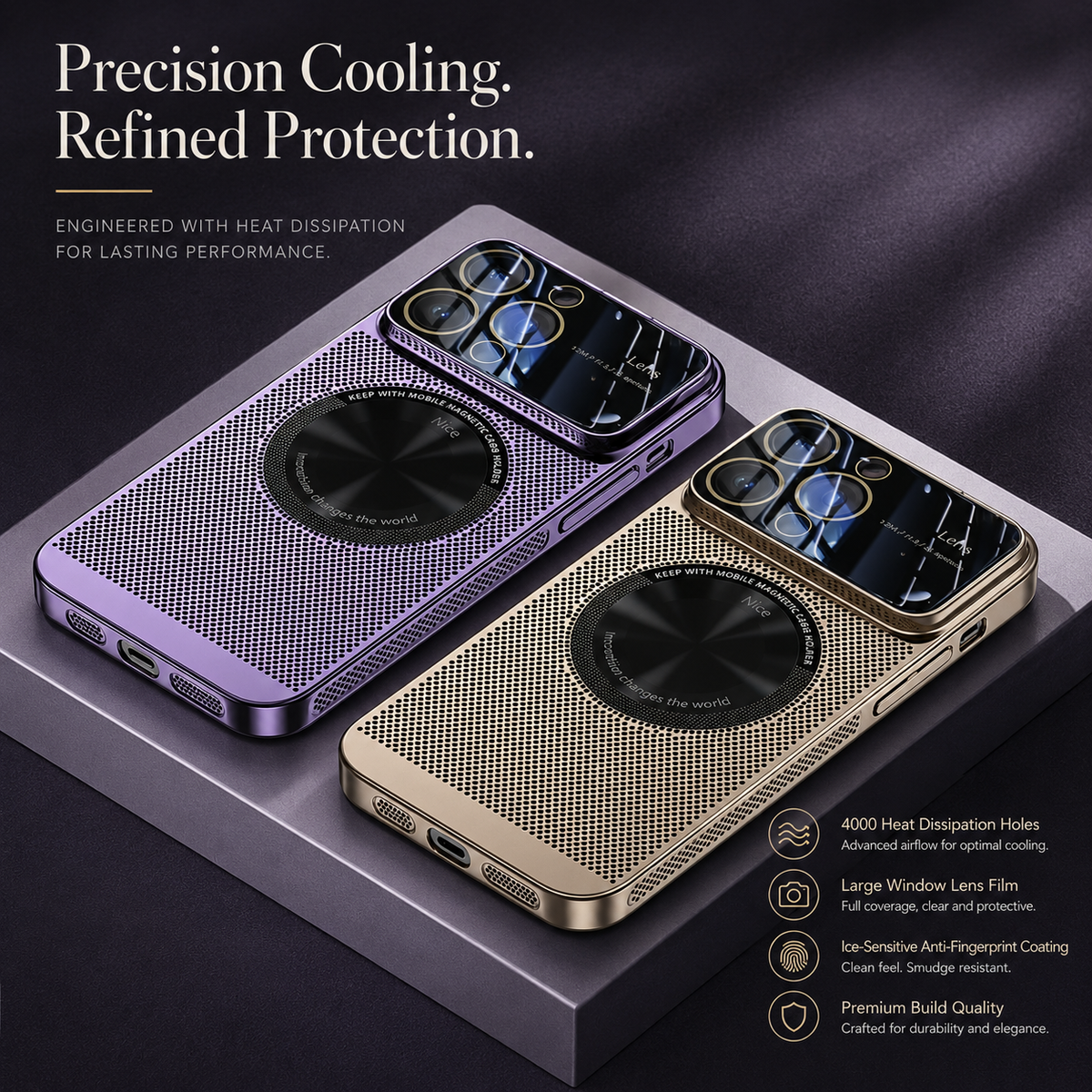 Luxury iPhone Case MagSafe Compatible Heat Dissipation Metal Frame Shockproof Protective Cover Camera Lens Protection Electroplated Design Slim Profile
