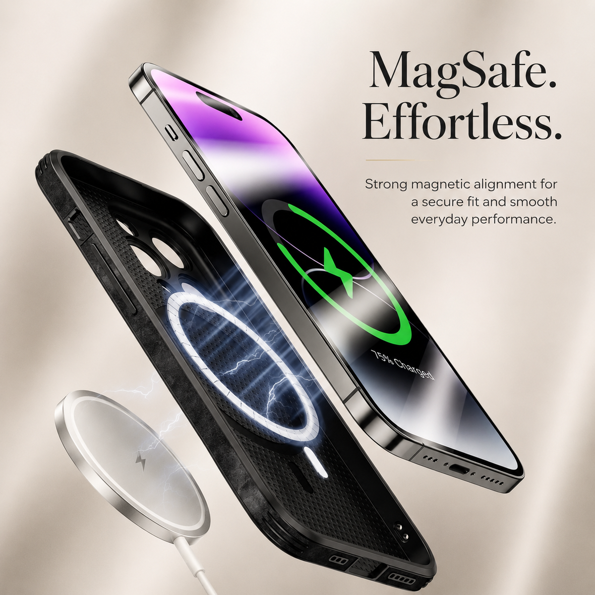 Luxury iPhone Case MagSafe Compatible Leather Texture Silicone Shockproof Protective Cover Camera Lens Protection Slim Bumper Anti Scratch Soft Grip