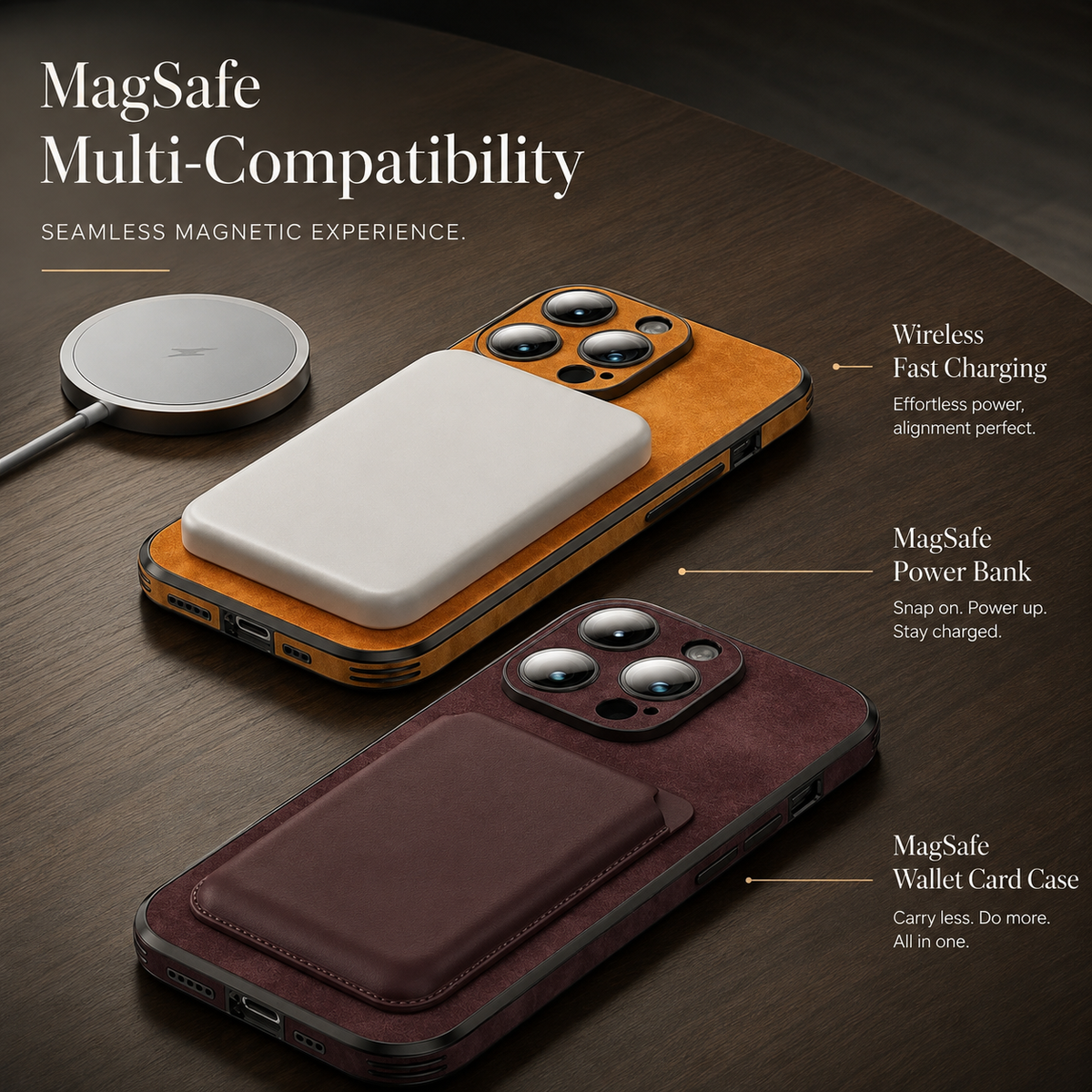 Luxury iPhone Case MagSafe Compatible Leather Texture Silicone Shockproof Protective Cover Camera Lens Protection Slim Bumper Anti Scratch Soft Grip