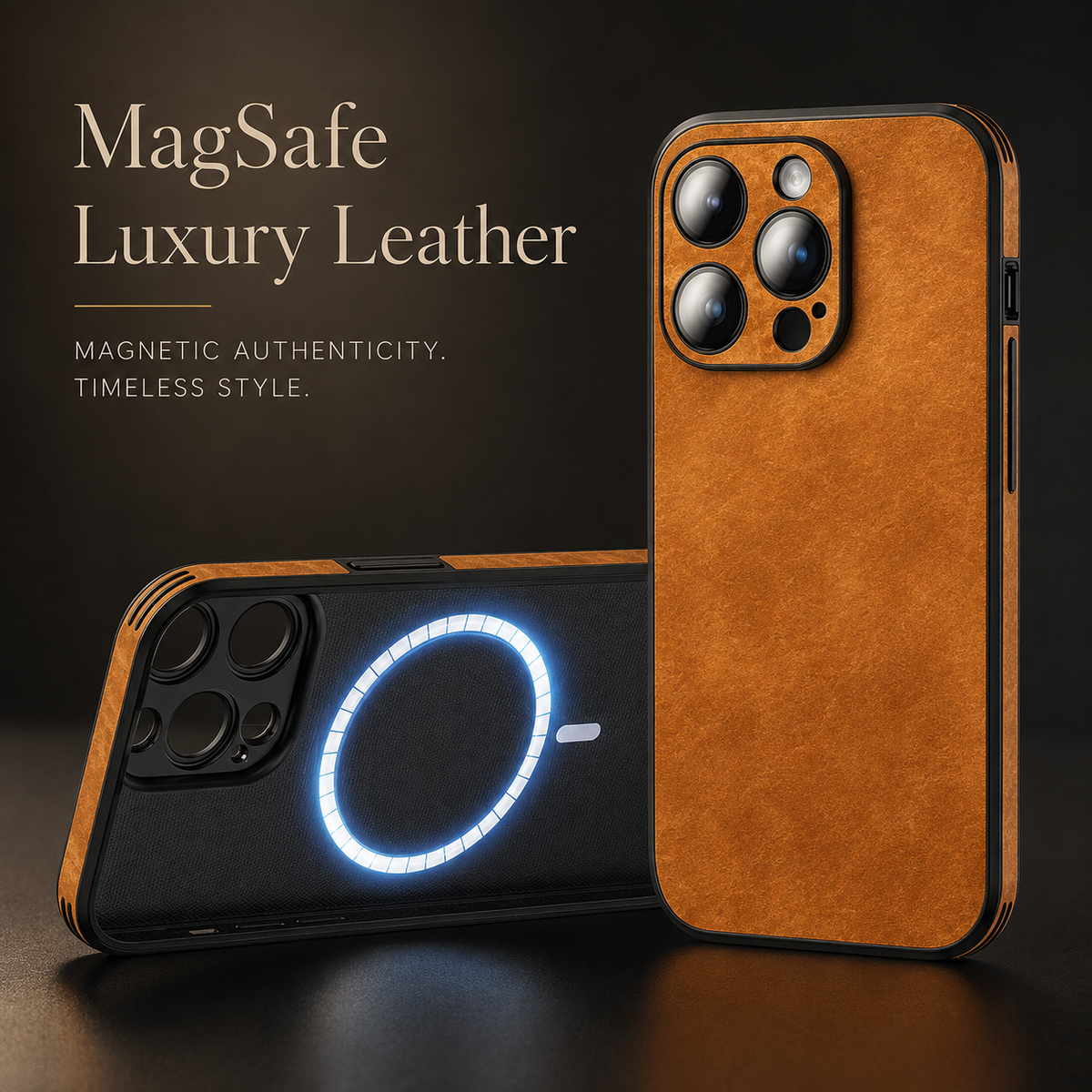 Luxury iPhone Case MagSafe Compatible Leather Texture Silicone Shockproof Protective Cover Camera Lens Protection Slim Bumper Anti Scratch Soft Grip