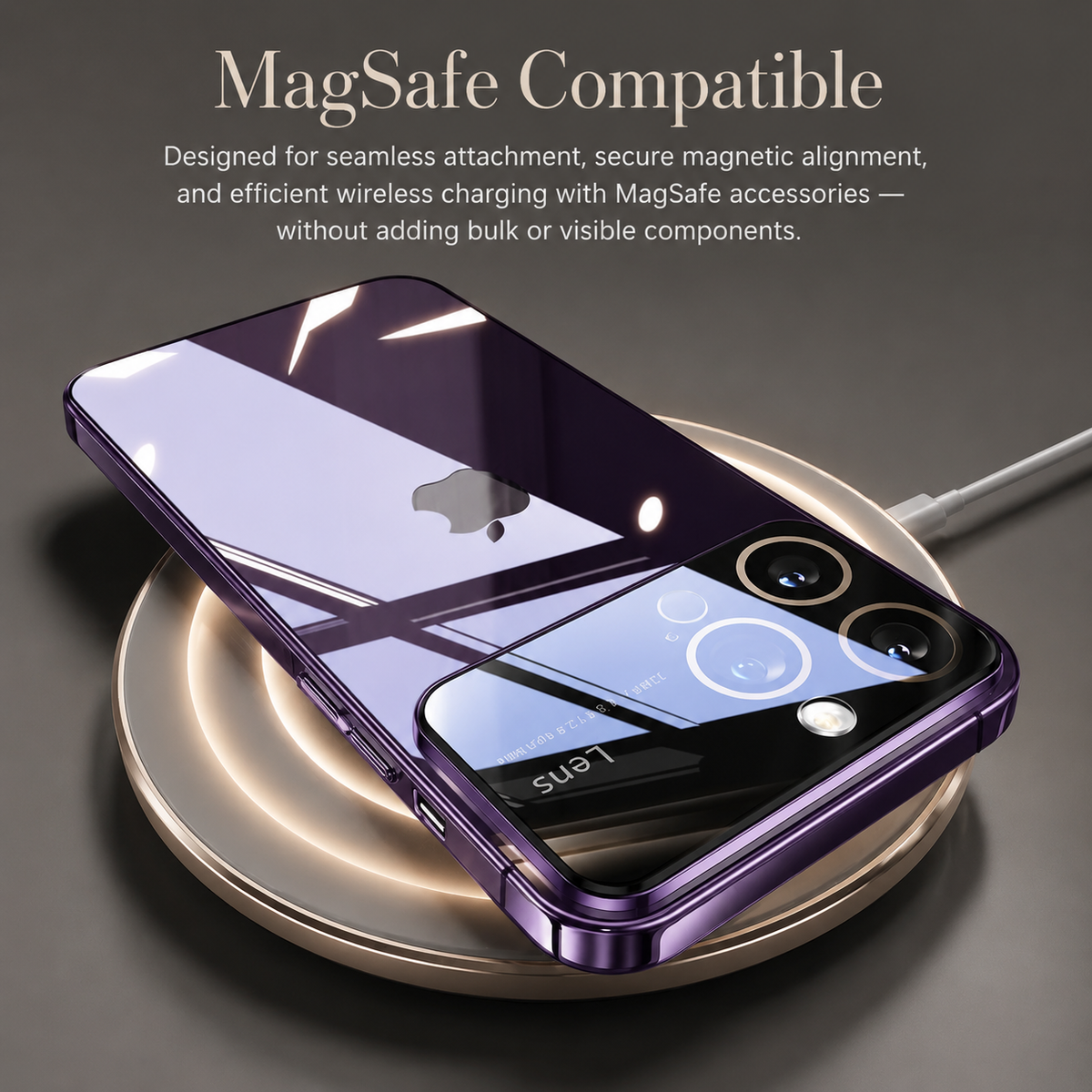 Luxury iPhone Case MagSafe Compatible Transparent Tempered Glass Shockproof Protective Cover Silicone Bumper Camera Lens Protection Ultra Thin Clear