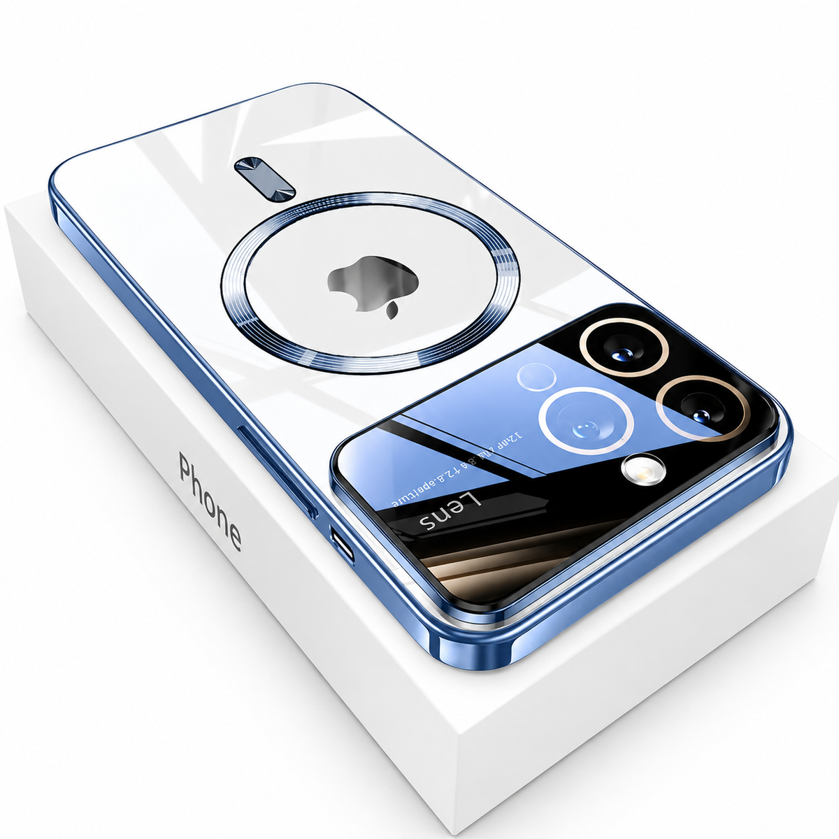 Luxury iPhone Case MagSafe Compatible Transparent Tempered Glass Shockproof Protective Cover Silicone Bumper Camera Lens Protection Ultra Thin Clear