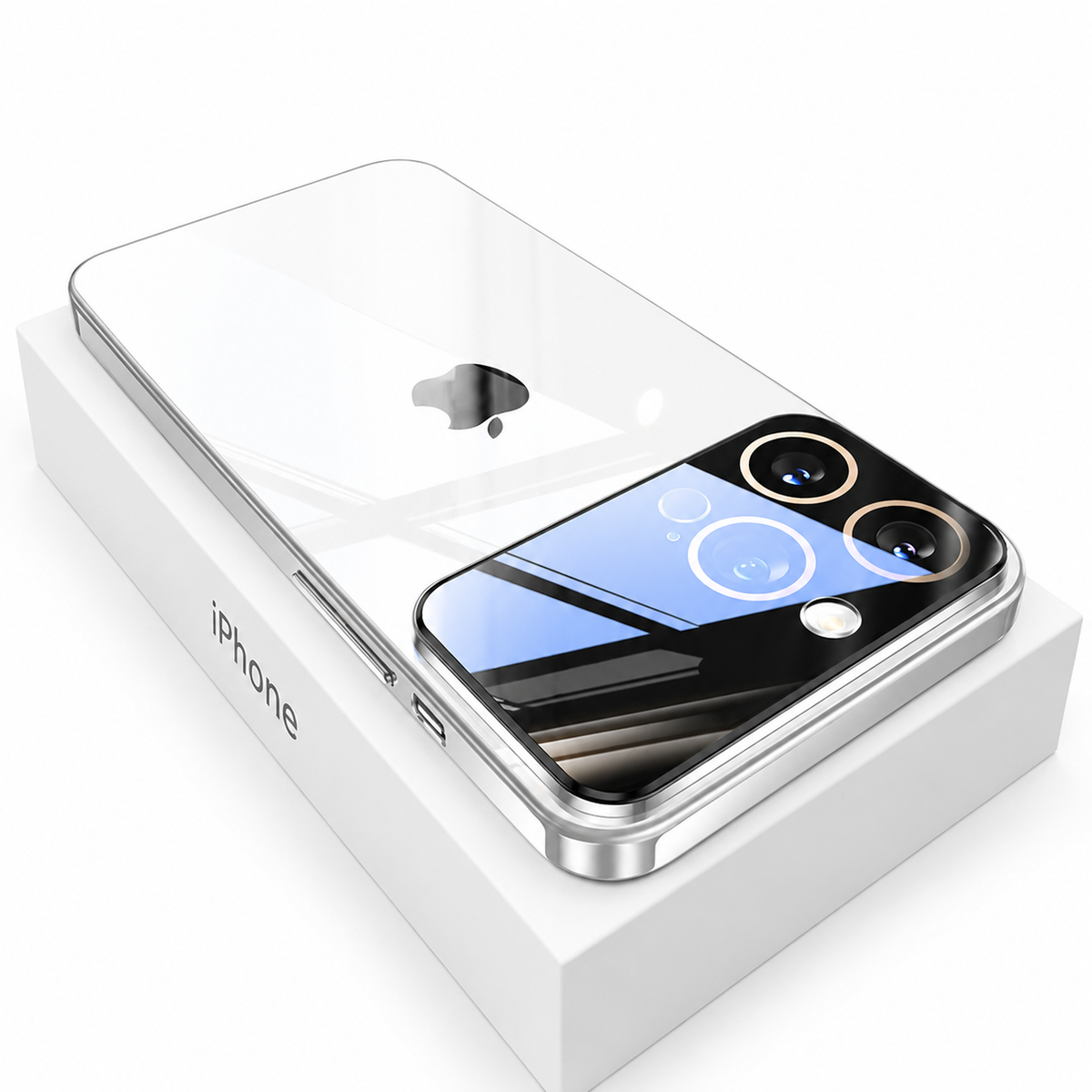 Luxury iPhone Case MagSafe Compatible Transparent Tempered Glass Shockproof Protective Cover Silicone Bumper Camera Lens Protection Ultra Thin Clear