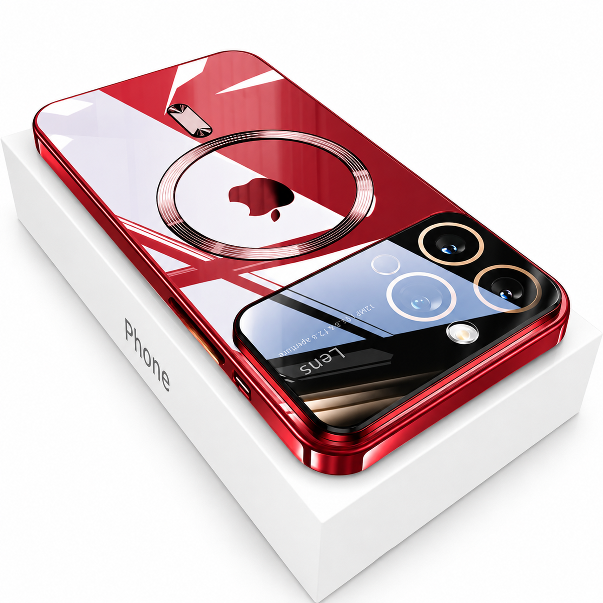 Luxury iPhone Case MagSafe Compatible Transparent Tempered Glass Shockproof Protective Cover Silicone Bumper Camera Lens Protection Ultra Thin Clear
