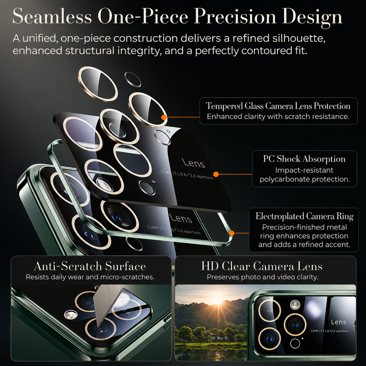 Luxury iPhone Case MagSafe Compatible Transparent Tempered Glass Shockproof Protective Cover Silicone Bumper Camera Lens Protection Ultra Thin Clear