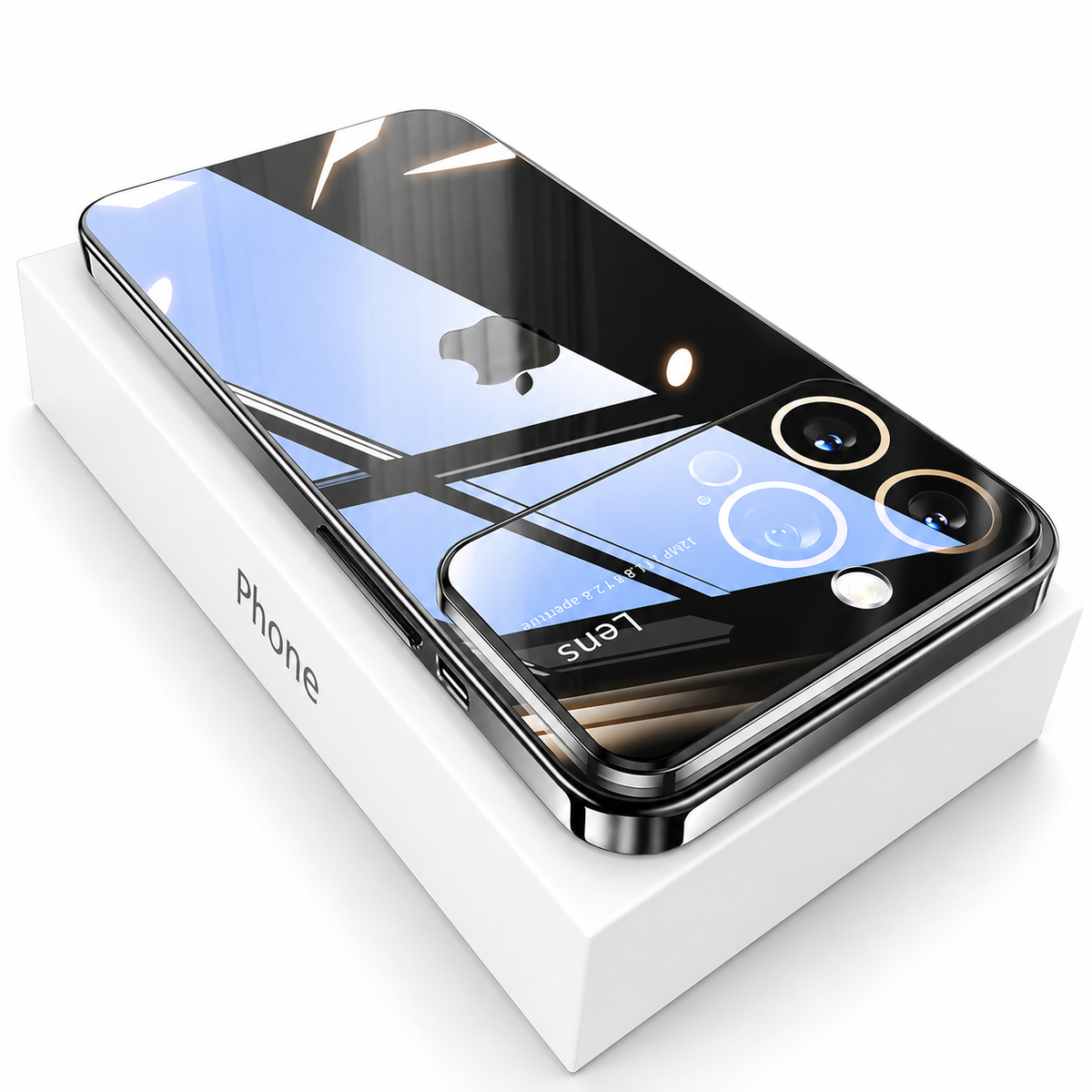 Luxury iPhone Case MagSafe Compatible Transparent Tempered Glass Shockproof Protective Cover Silicone Bumper Camera Lens Protection Ultra Thin Clear