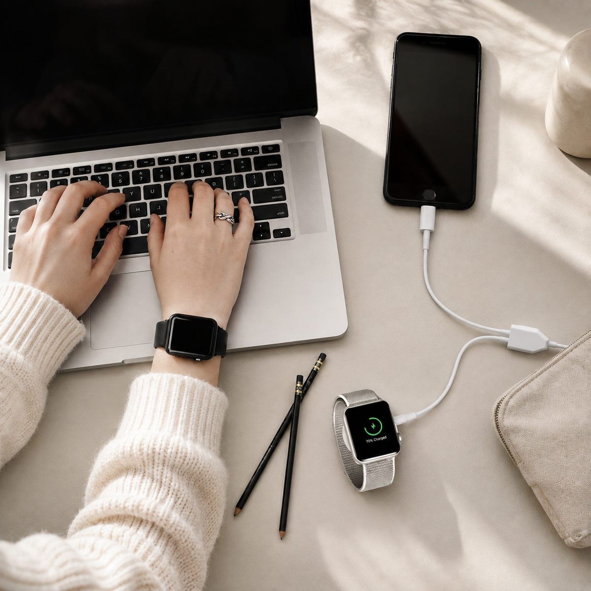 Premium 2 in 1 Magnetic Wireless Charger Cable USB A Fast Charging Cord Smart Chip Protection Magnetic Charging Cable Portable Compatible with iPhone