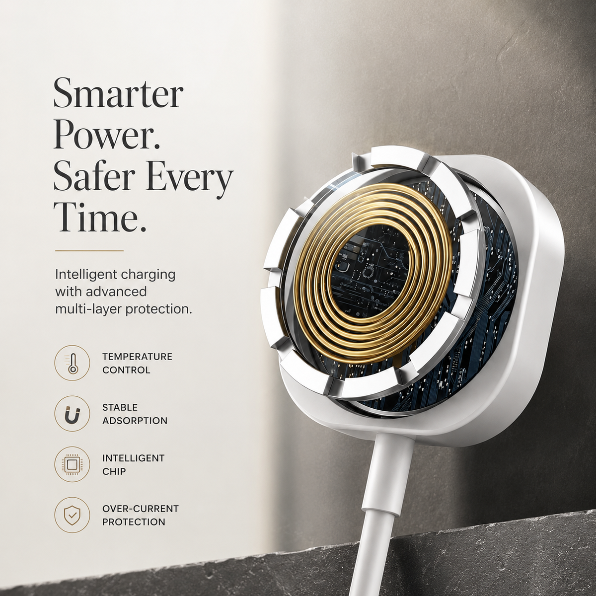 Premium 2 in 1 Magnetic Wireless Charger Cable USB A Fast Charging Cord Smart Chip Protection Magnetic Charging Cable Portable Compatible with iPhone