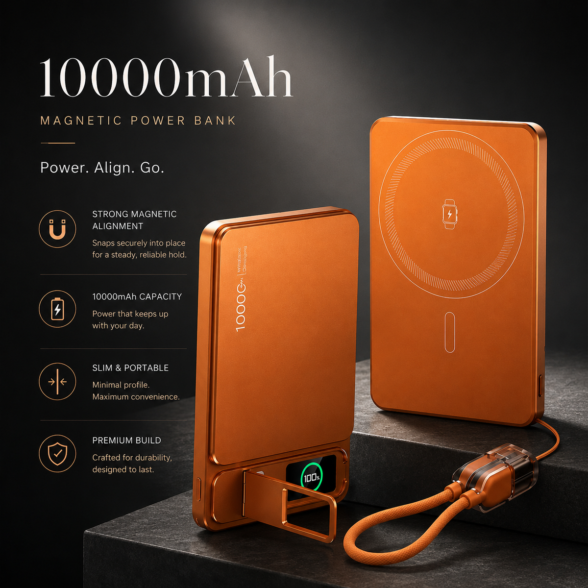 Premium 3 in 1 Magnetic Wireless Power Bank 20W Fast Charging Portable Battery Built In Stand Digital Display Watch Charger Compatible with iPhone