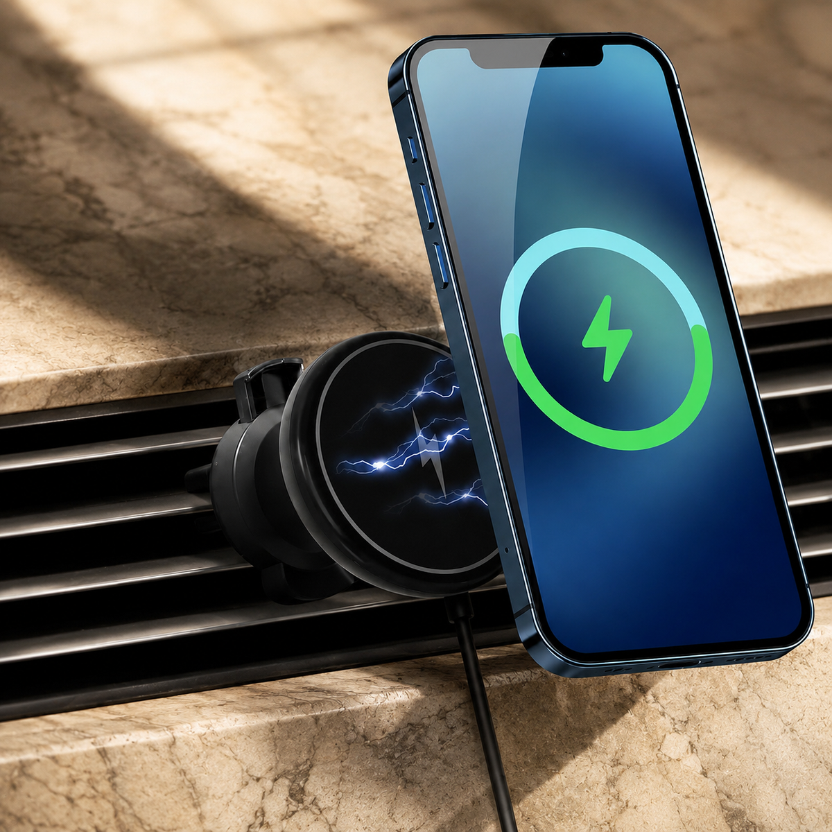 Premium 30W Magnetic Wireless Car Charger Fast Charging Phone Holder Dashboard Air Vent Mount 360 Rotation Smart Chip Anti Slip Compatible with iPhone
