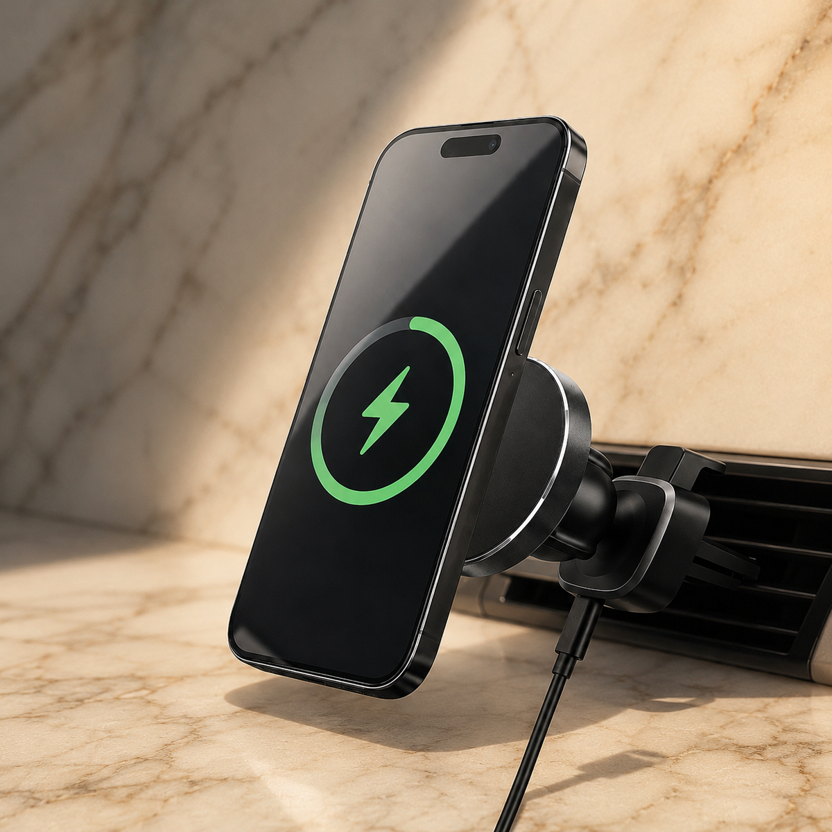 Premium 30W Magnetic Wireless Car Charger Fast Charging Phone Holder Dashboard Air Vent Mount 360 Rotation Smart Chip Anti Slip Compatible with iPhone
