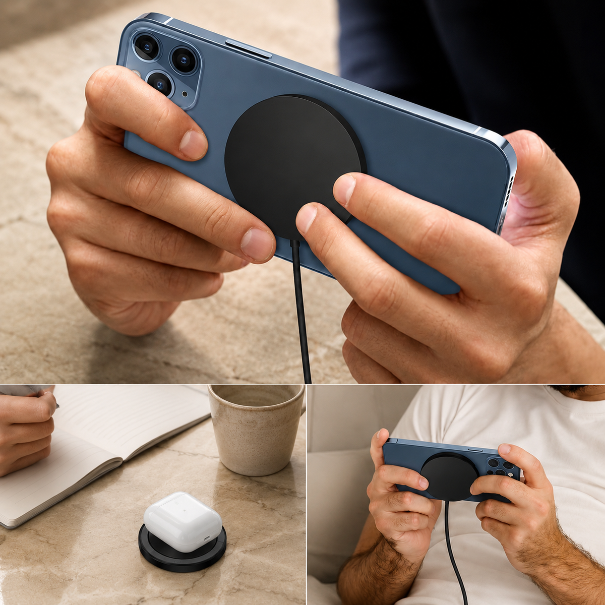 Premium 30W Magnetic Wireless Charger Pad Fast Charging MagSafe Stand USB C PD USB A Power Adapter Compatible iPhone Non Slip Portable