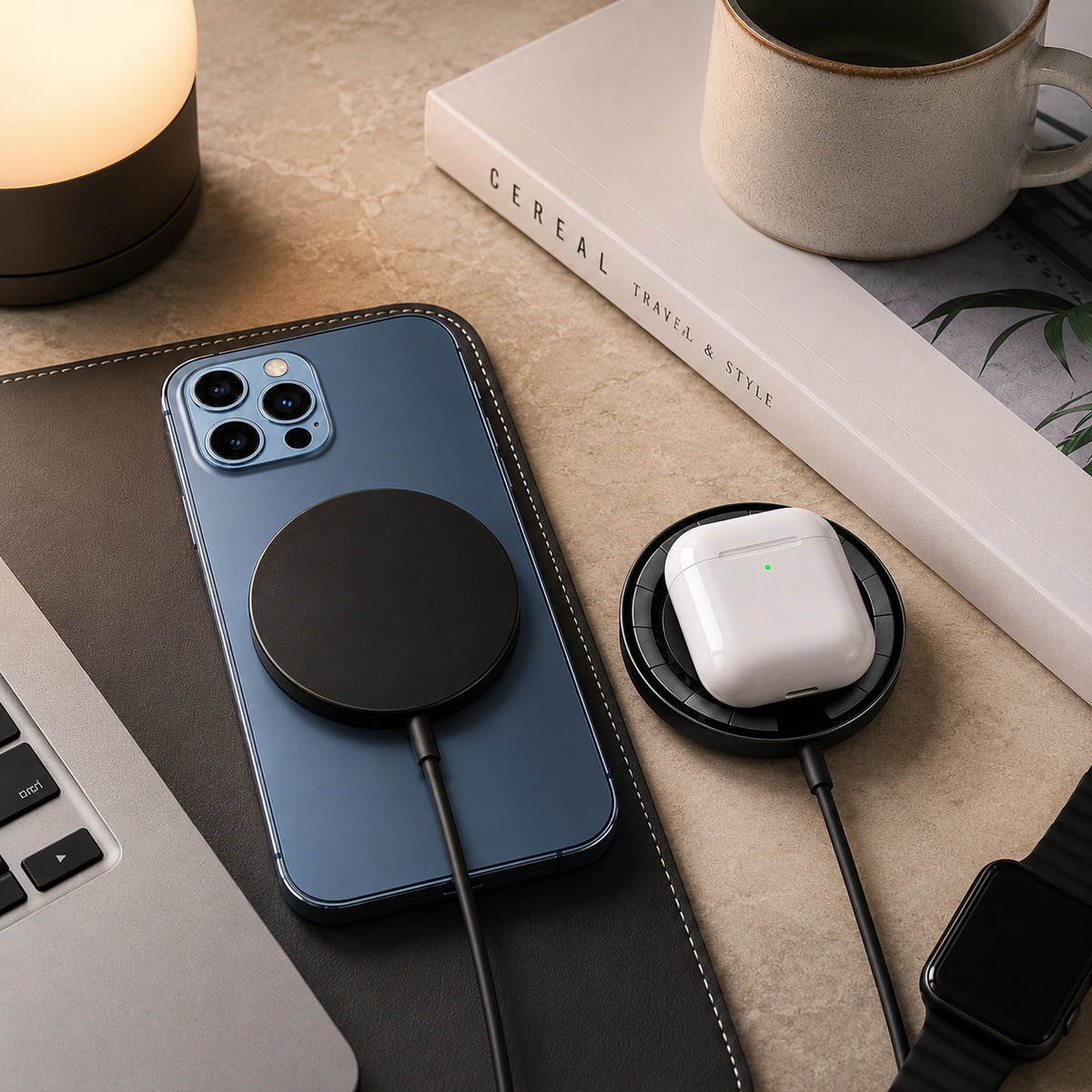 Premium 30W Magnetic Wireless Charger Pad Fast Charging MagSafe Stand USB C PD USB A Power Adapter Compatible iPhone Non Slip Portable