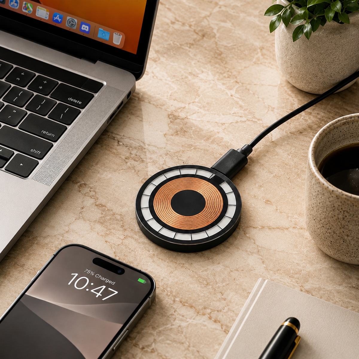Premium 30W Magnetic Wireless Charger Pad Fast Charging MagSafe Stand USB C PD USB A Power Adapter Compatible iPhone Non Slip Portable