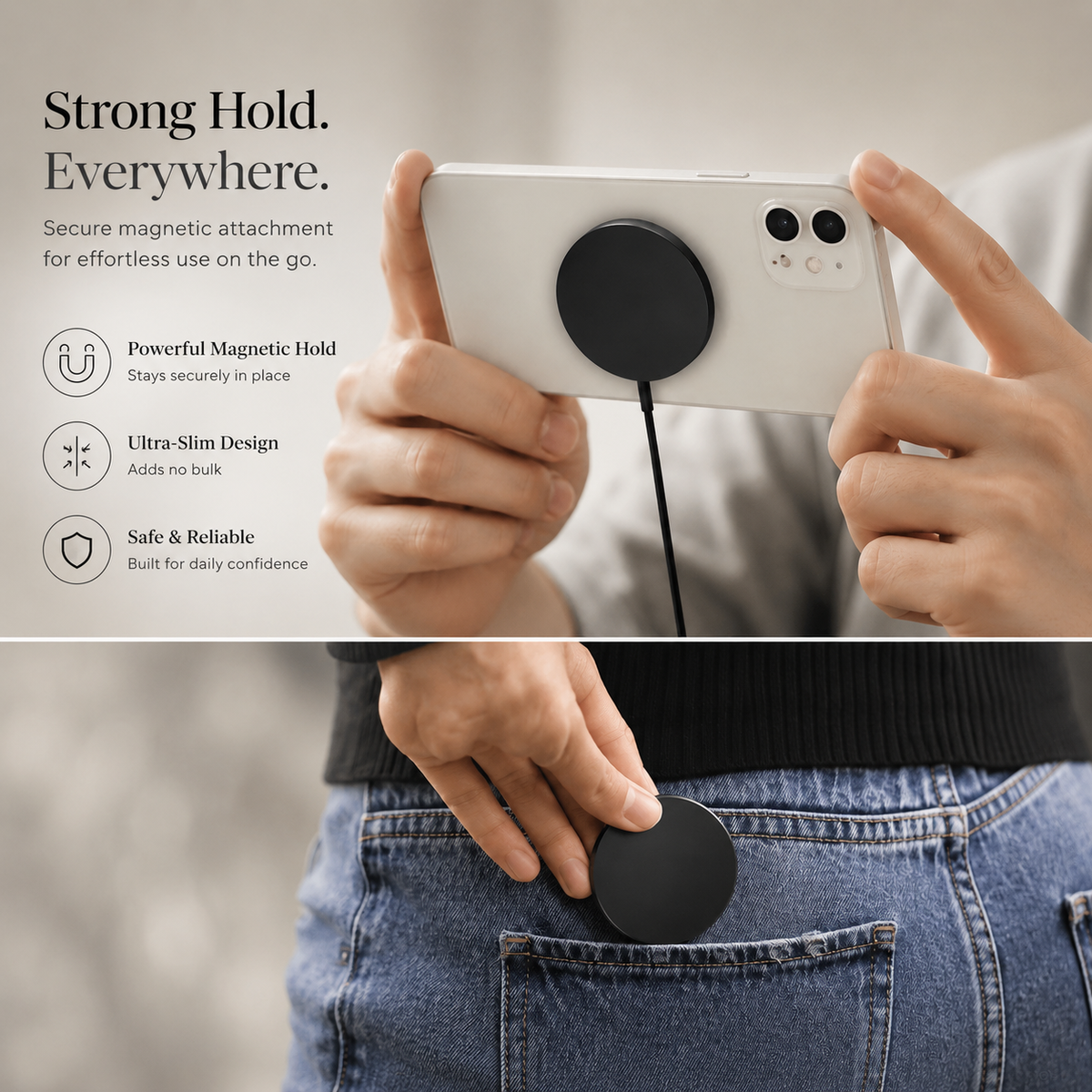 Premium 30W Magnetic Wireless Charger Pad Fast Charging MagSafe Stand USB C PD USB A Power Adapter Compatible iPhone Non Slip Portable
