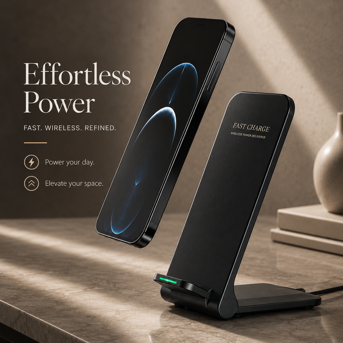 Premium 30W Wireless Charger Stand Fast Charging Foldable Phone Charging Stand USB C Vertical Horizontal Viewing Compatible with iPhone Travel Design