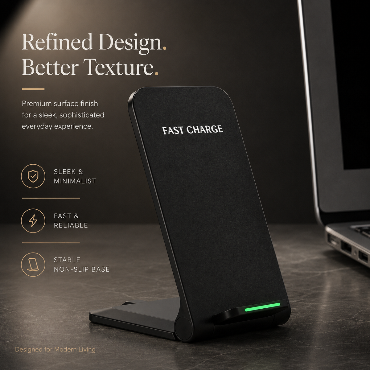 Premium 30W Wireless Charger Stand Fast Charging Foldable Phone Charging Stand USB C Vertical Horizontal Viewing Compatible with iPhone Travel Design