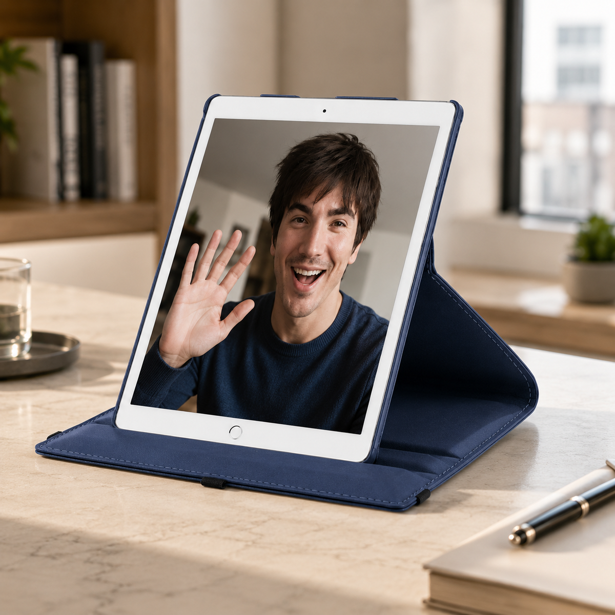 Premium 360 Rotating PU Leather iPad Case Smart Cover Auto Sleep Wake Shockproof Stand Multi Angle Tablet Protective Case Compatible with iPad