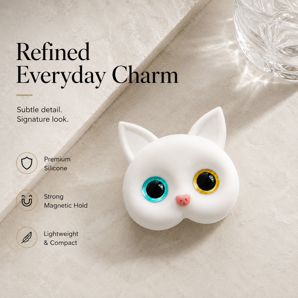 Premium 3D Cat Phone Grip Holder Korean INS Style Air Cushion Finger Ring Stand Foldable Rotating Anti Drop Smartphone Accessory Compatible with iPhone