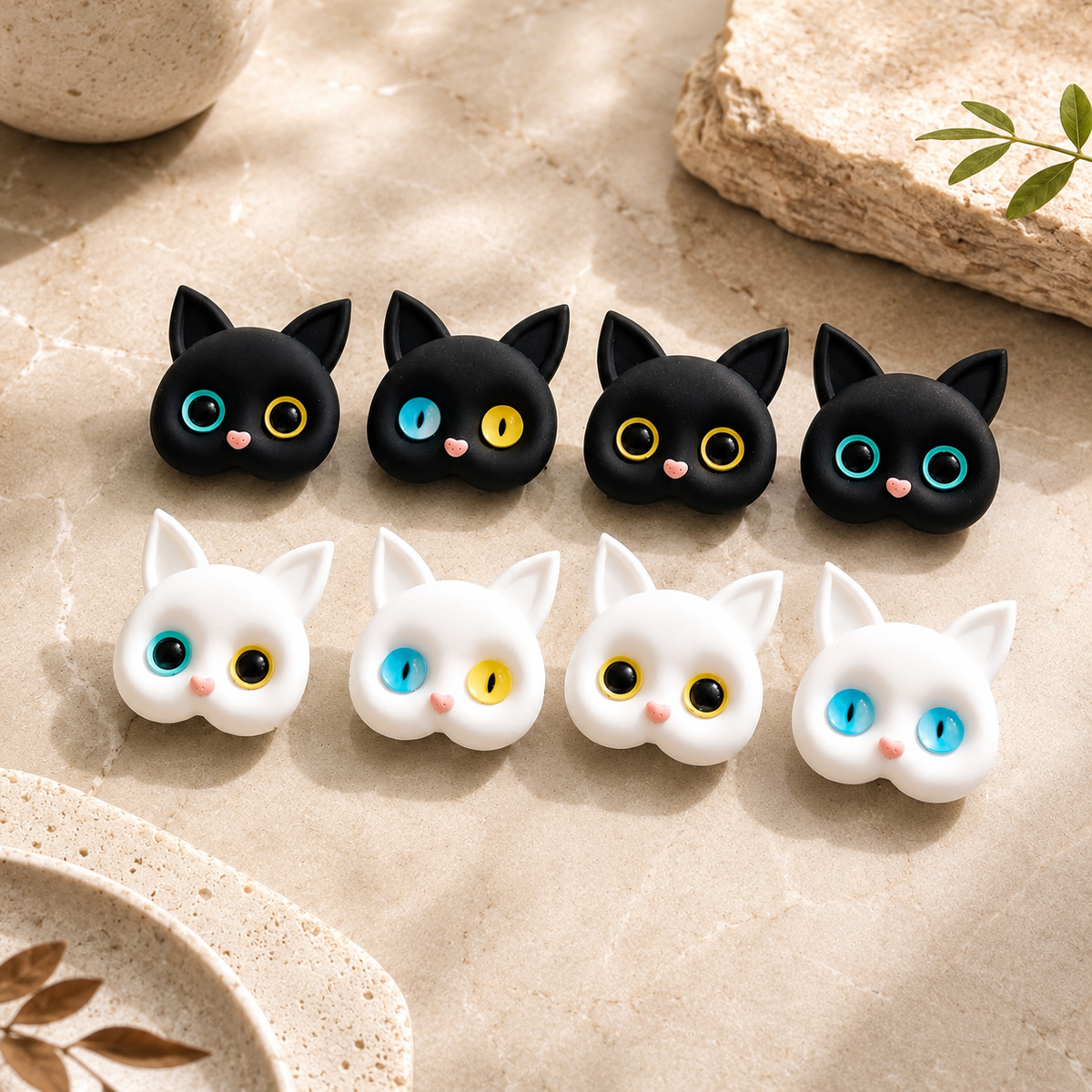 Premium 3D Cat Phone Grip Holder Korean INS Style Air Cushion Finger Ring Stand Foldable Rotating Anti Drop Smartphone Accessory Compatible with iPhone