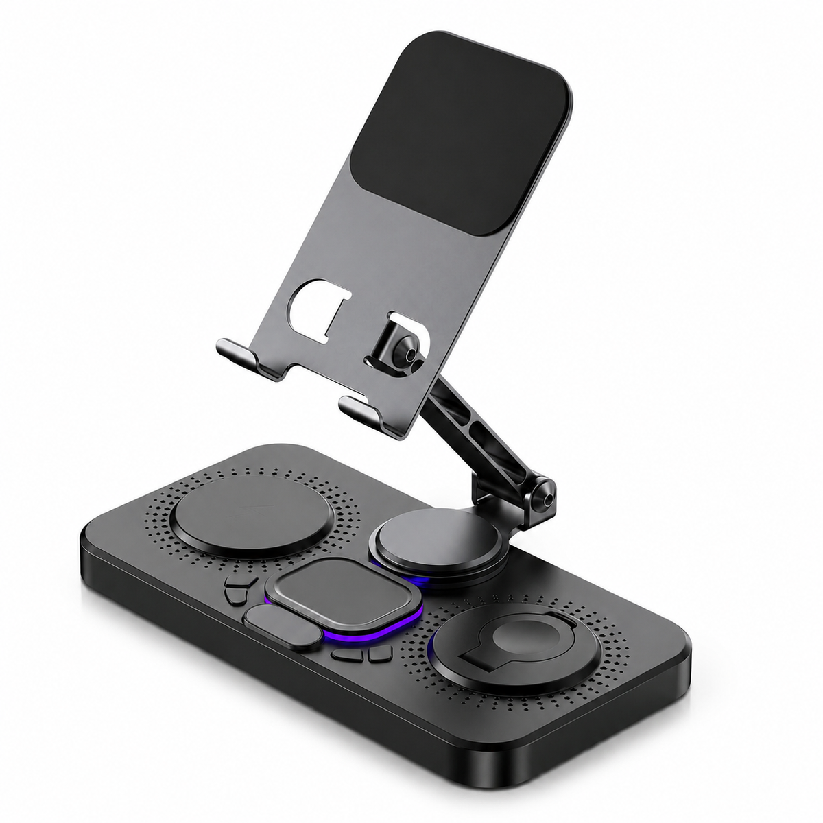 Premium 4 in 1 Magnetic Wireless Charging Station 15W Fast Charger Foldable Stand Phone Watch Earbuds LED USB Type C Compatible with iPhone