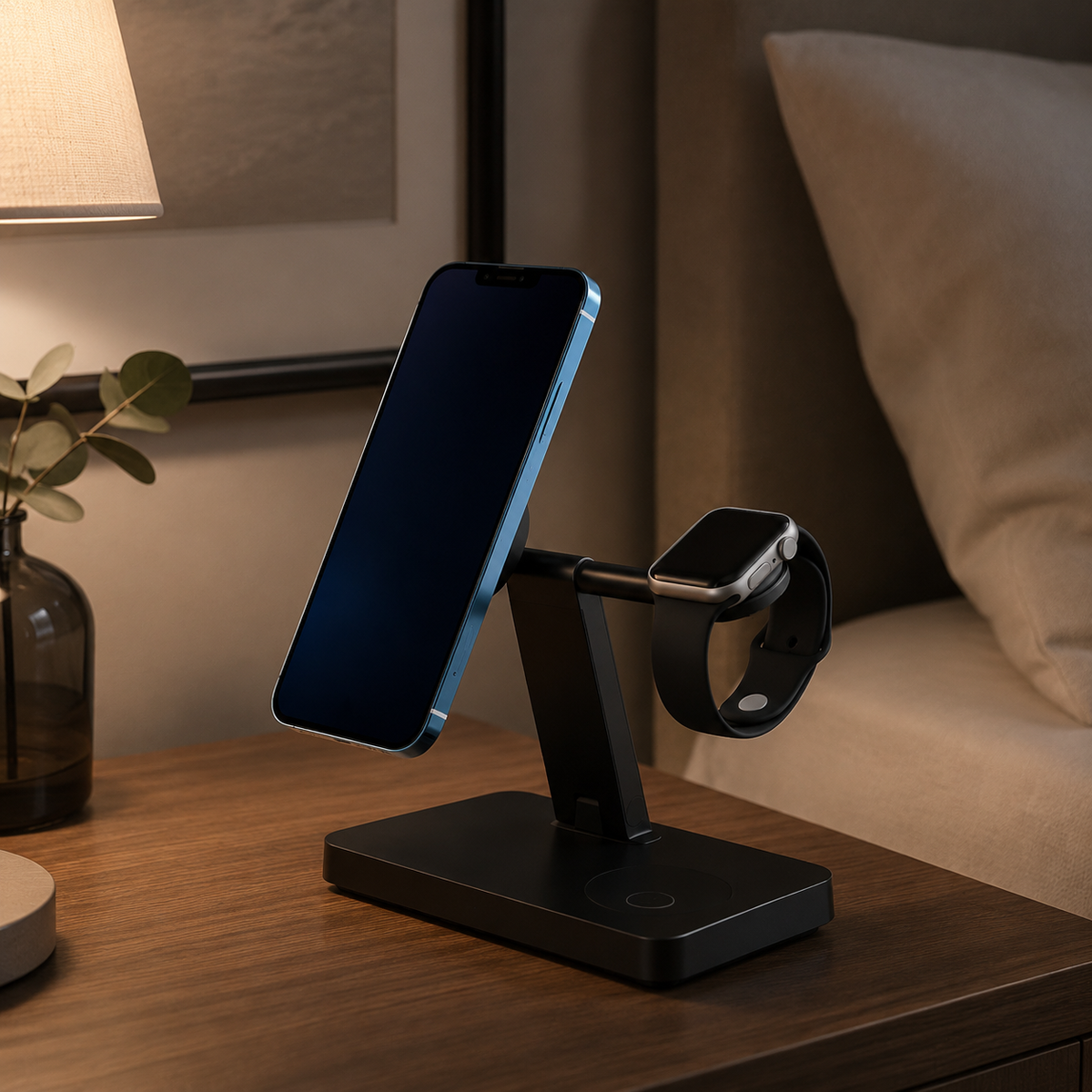 Premium 5 in 1 Magnetic Wireless Charging Station 30W Fast Qi Charger Foldable Stands LED Night Lights USB Type C Multi Devices Compatible with iPhone