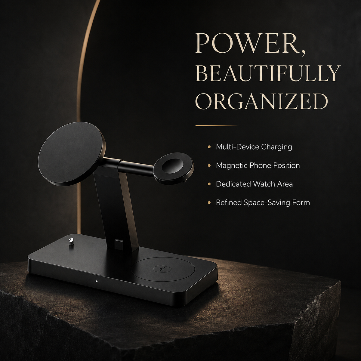 Premium 5 in 1 Magnetic Wireless Charging Station 30W Fast Qi Charger Foldable Stands LED Night Lights USB Type C Multi Devices Compatible with iPhone