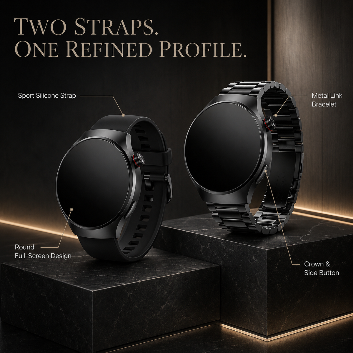 Premium AMOLED GPS Smart Watch 1.46 Inch HD Display Bluetooth Calling Fitness Tracker Health Monitor Wireless Charging NFC Smartwatch Compatible with iPhone