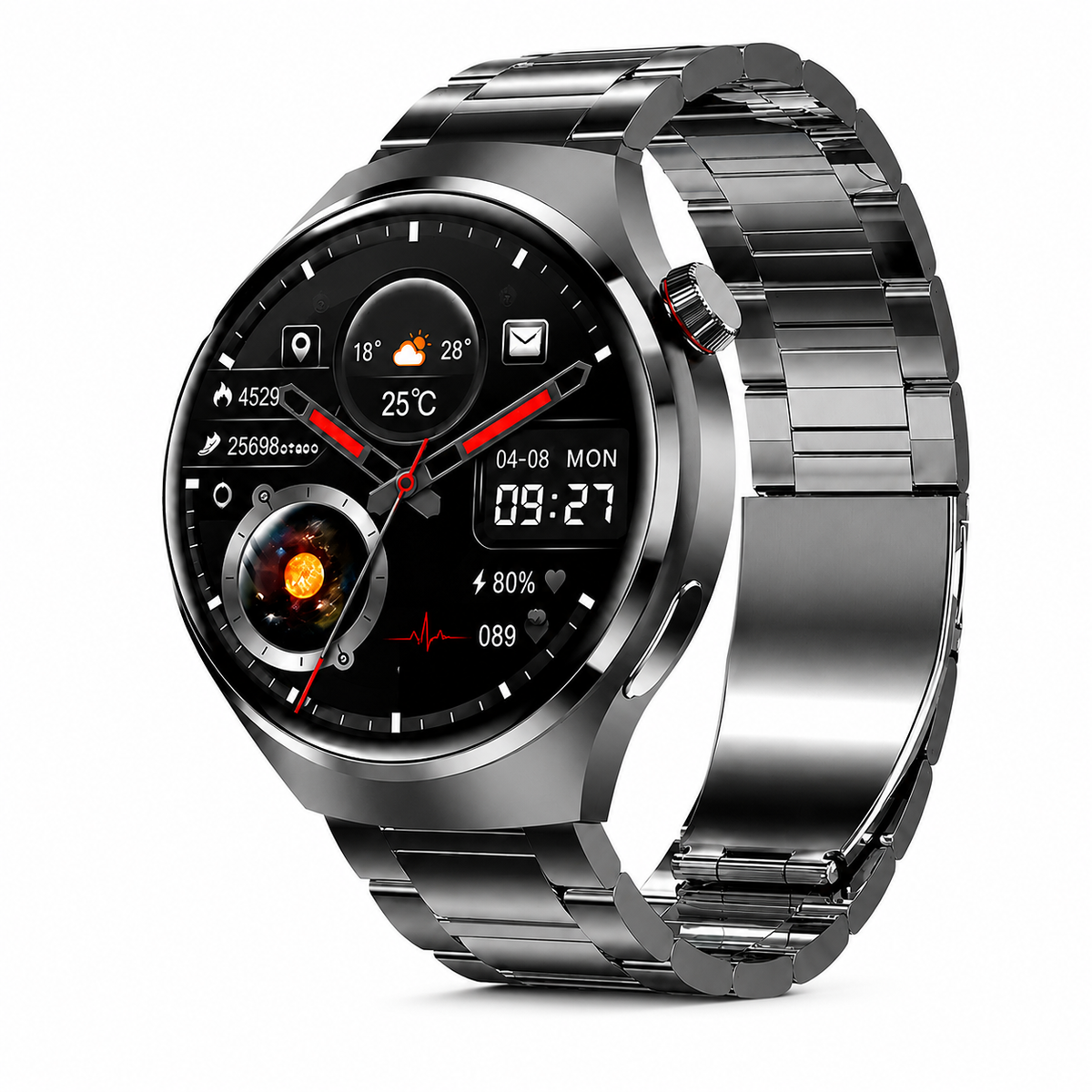 Premium AMOLED GPS Smart Watch 1.46 Inch HD Display Bluetooth Calling Fitness Tracker Health Monitor Wireless Charging NFC Smartwatch Compatible with iPhone