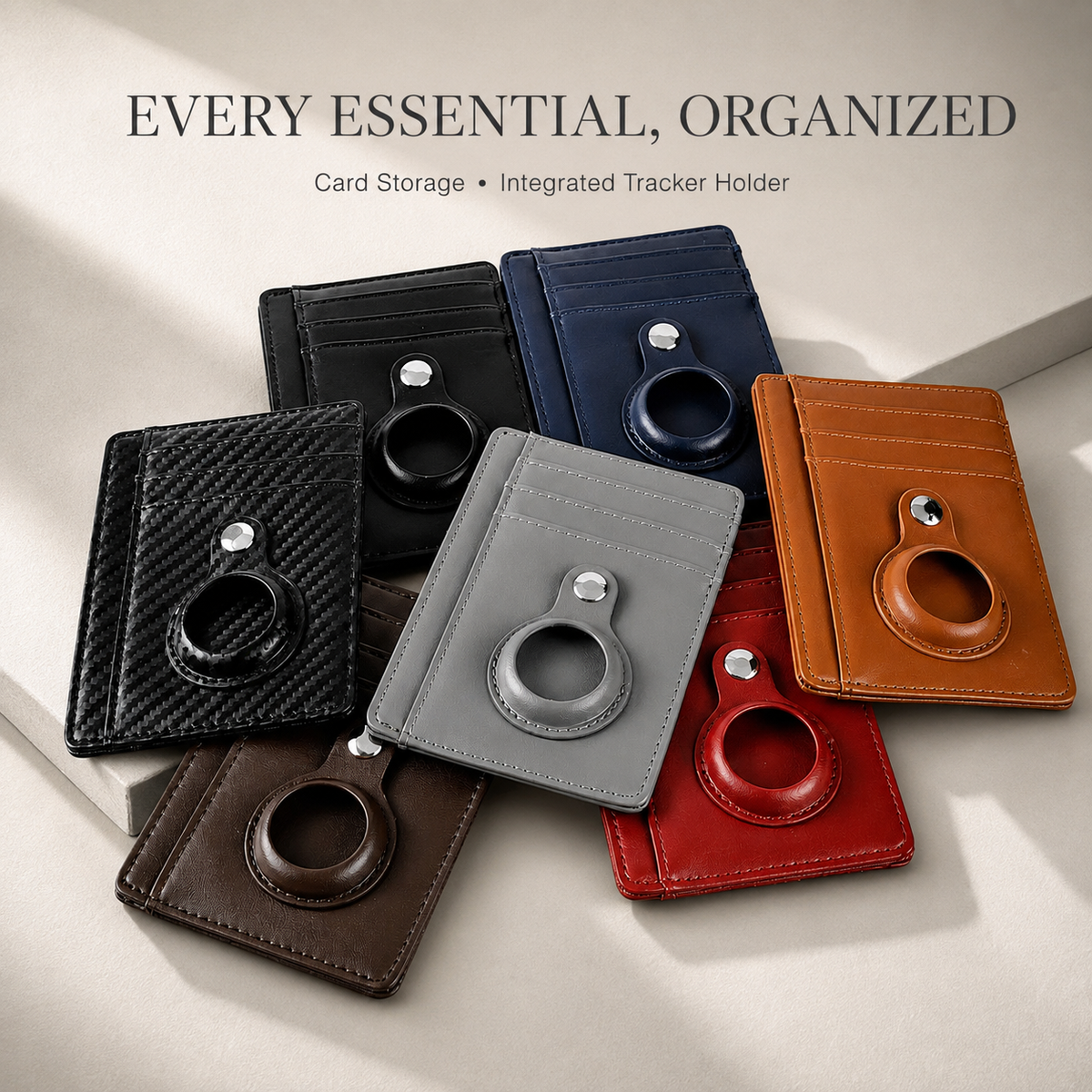 Premium AirTag Wallet Leather Card Holder RFID Blocking Slim Anti Lost Scratch Resistant Cash Coin Holder Travel Wallet Compatible with iPhone