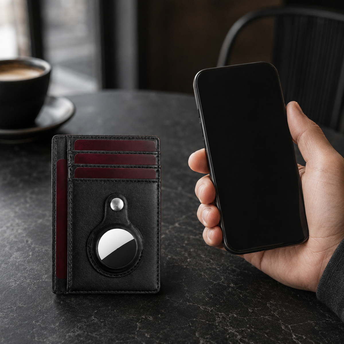 Premium AirTag Wallet Leather Card Holder RFID Blocking Slim Anti Lost Scratch Resistant Cash Coin Holder Travel Wallet Compatible with iPhone