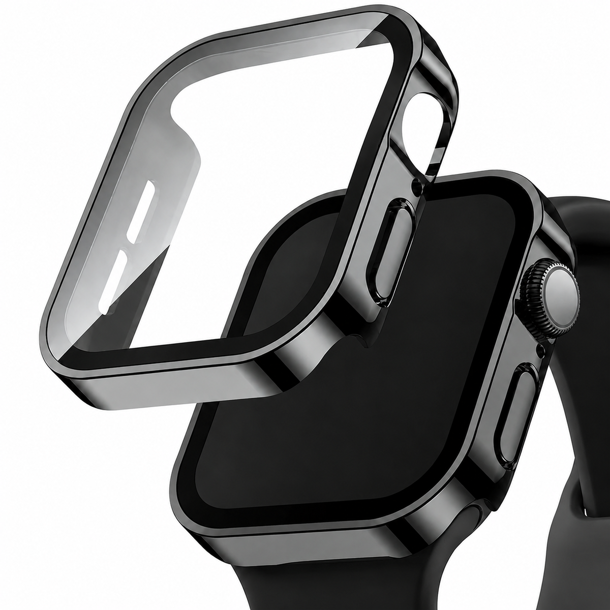 Premium Apple Watch Tempered Glass Case Full Coverage Screen Protector Shock Resistant Cover Scratch Resistant Slim Edge Protection Compatible with Apple Watch