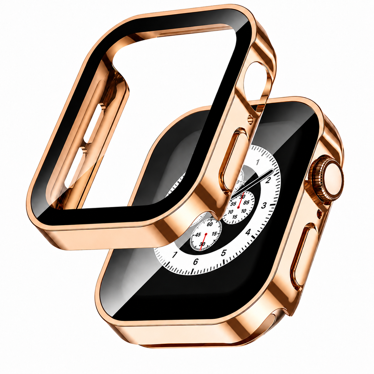 Premium Apple Watch Tempered Glass Case Full Coverage Screen Protector Shock Resistant Cover Scratch Resistant Slim Edge Protection Compatible with Apple Watch