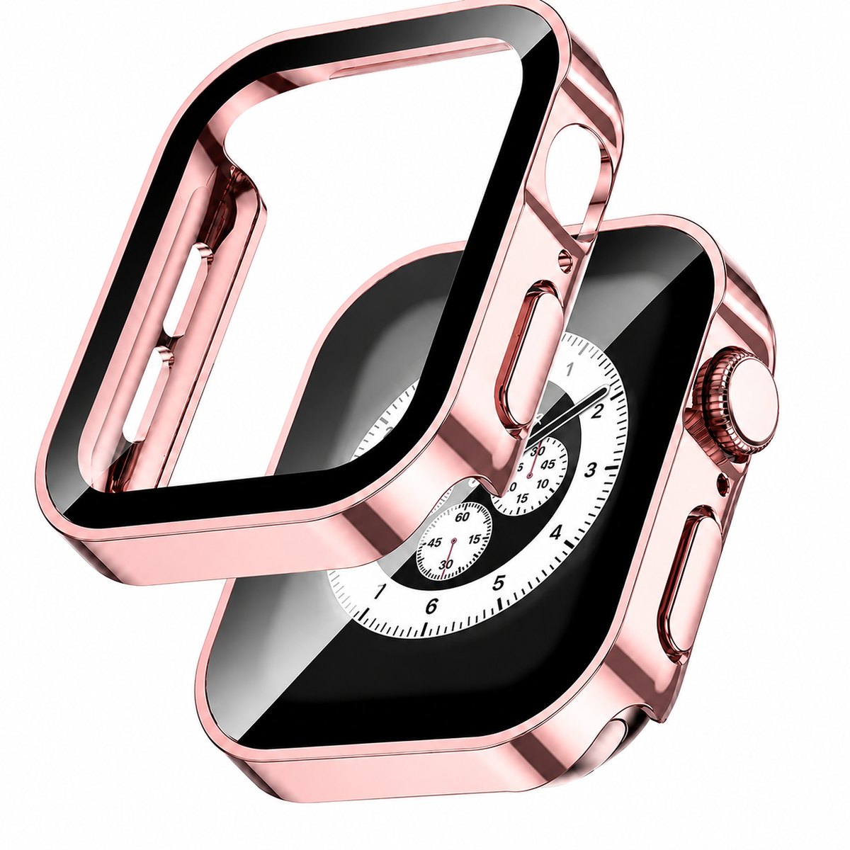 Premium Apple Watch Tempered Glass Case Full Coverage Screen Protector Shock Resistant Cover Scratch Resistant Slim Edge Protection Compatible with Apple Watch