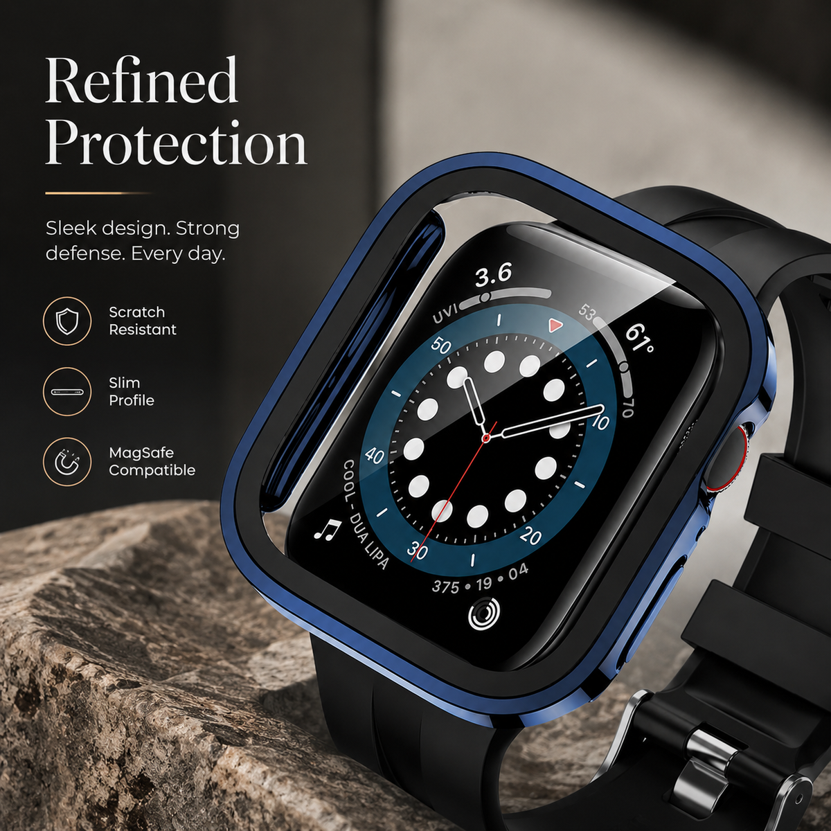 Premium Apple Watch Tempered Glass Case Full Coverage Screen Protector Shock Resistant Cover Scratch Resistant Slim Edge Protection Compatible with Apple Watch