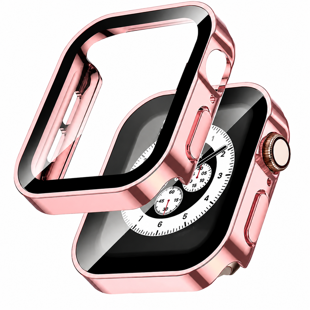 Premium Apple Watch Tempered Glass Case Full Coverage Screen Protector Shock Resistant Cover Scratch Resistant Slim Edge Protection Compatible with Apple Watch
