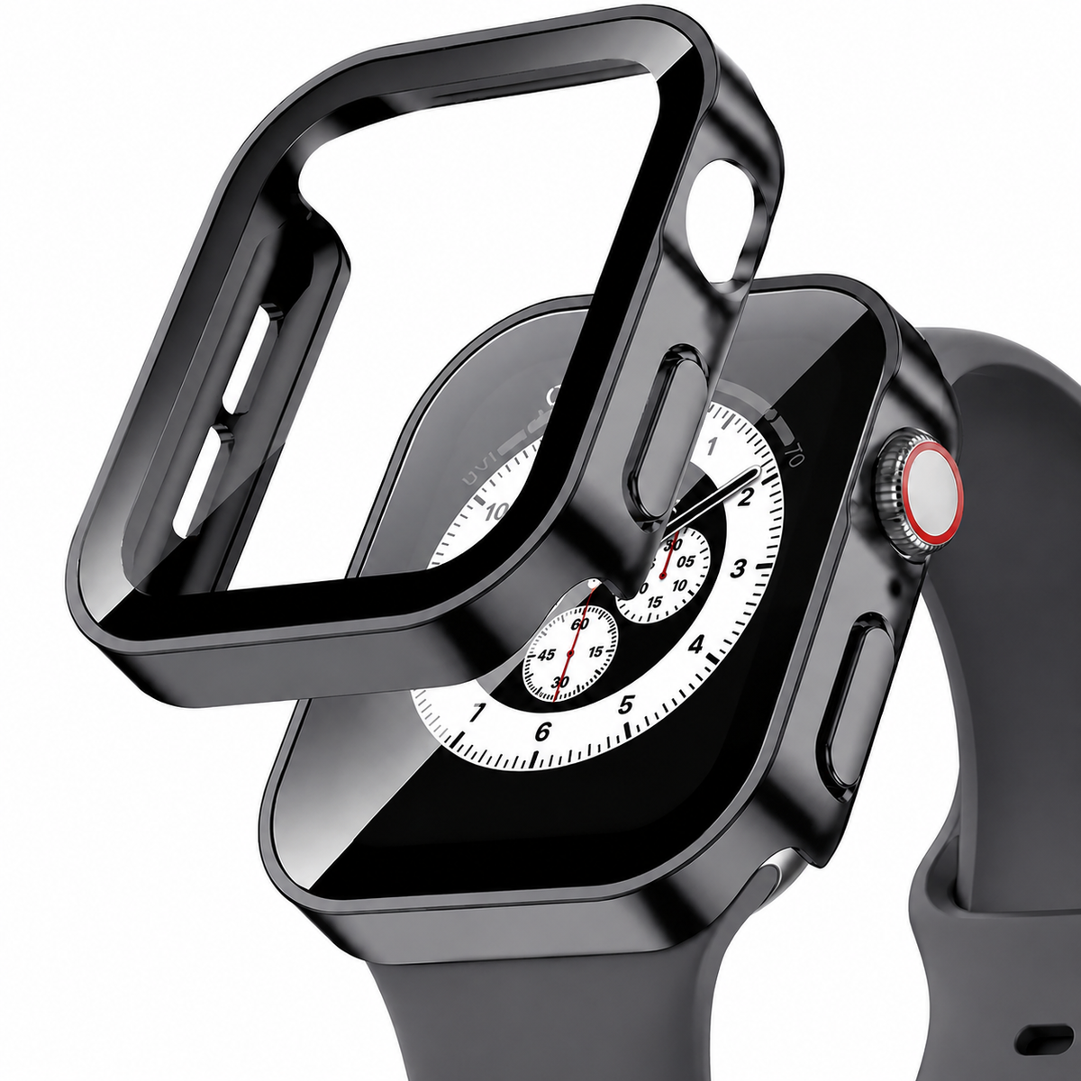 Premium Apple Watch Tempered Glass Case Full Coverage Screen Protector Shock Resistant Cover Scratch Resistant Slim Edge Protection Compatible with Apple Watch