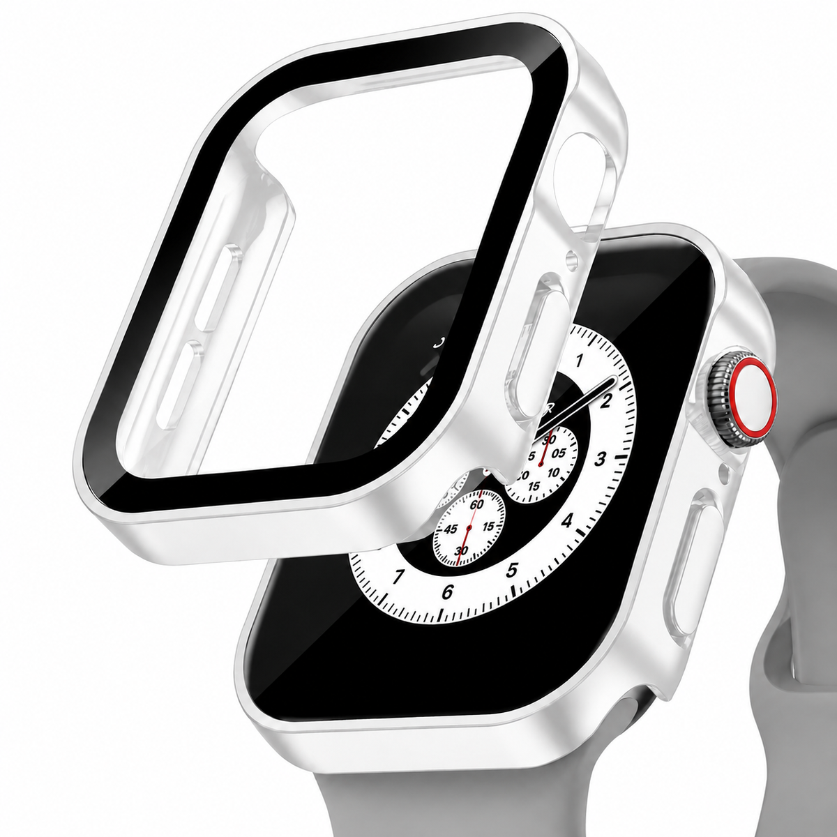 Premium Apple Watch Tempered Glass Case Full Coverage Screen Protector Shock Resistant Cover Scratch Resistant Slim Edge Protection Compatible with Apple Watch
