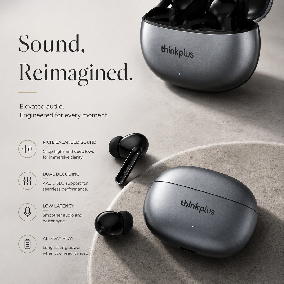 Premium Bluetooth 5.3 Wireless Earbuds Stereo In Ear Headphones Clear Microphone Sport Fit Low Latency Charging Case TWS Compatible with iPhone