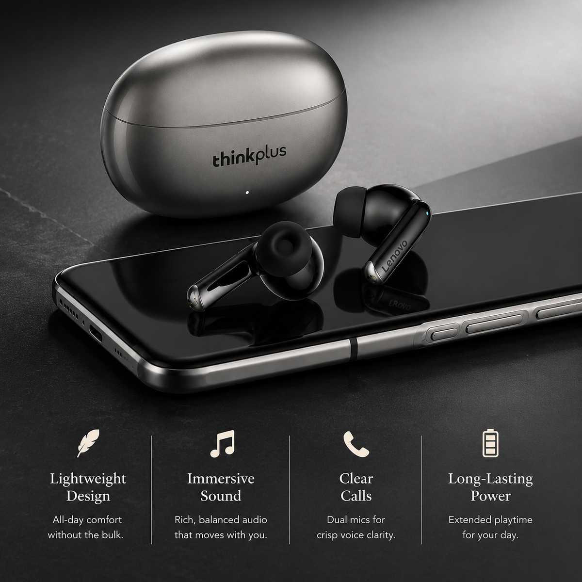 Premium Bluetooth 5.3 Wireless Earbuds Stereo In Ear Headphones Clear Microphone Sport Fit Low Latency Charging Case TWS Compatible with iPhone
